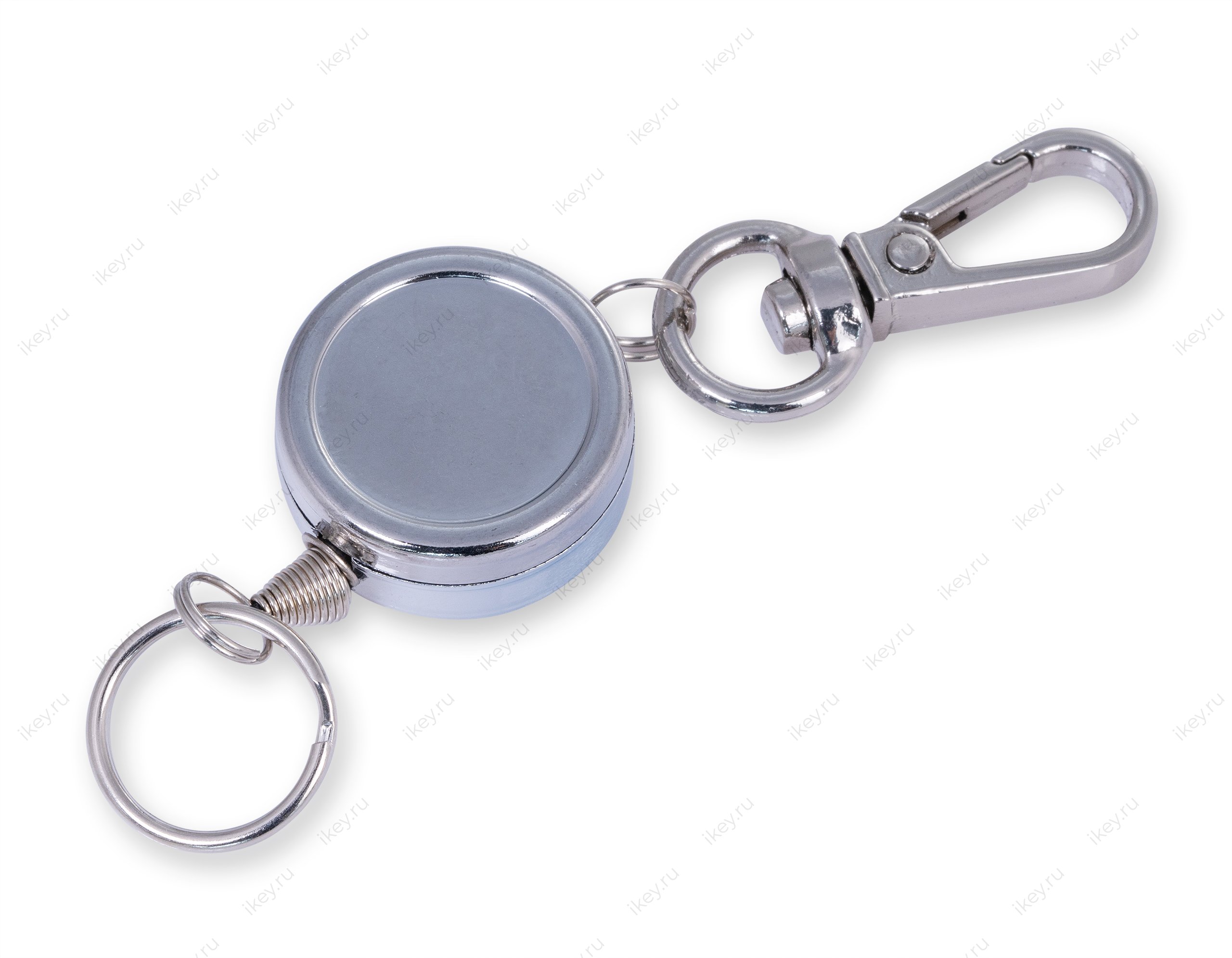 Ретрактор с карабином и кольцом, хром - 1